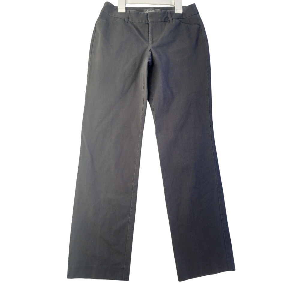 Eddie Bauer Dress Pants Womens 2 Gray Slightly Curvy‎ Straight Leg Work Trousers